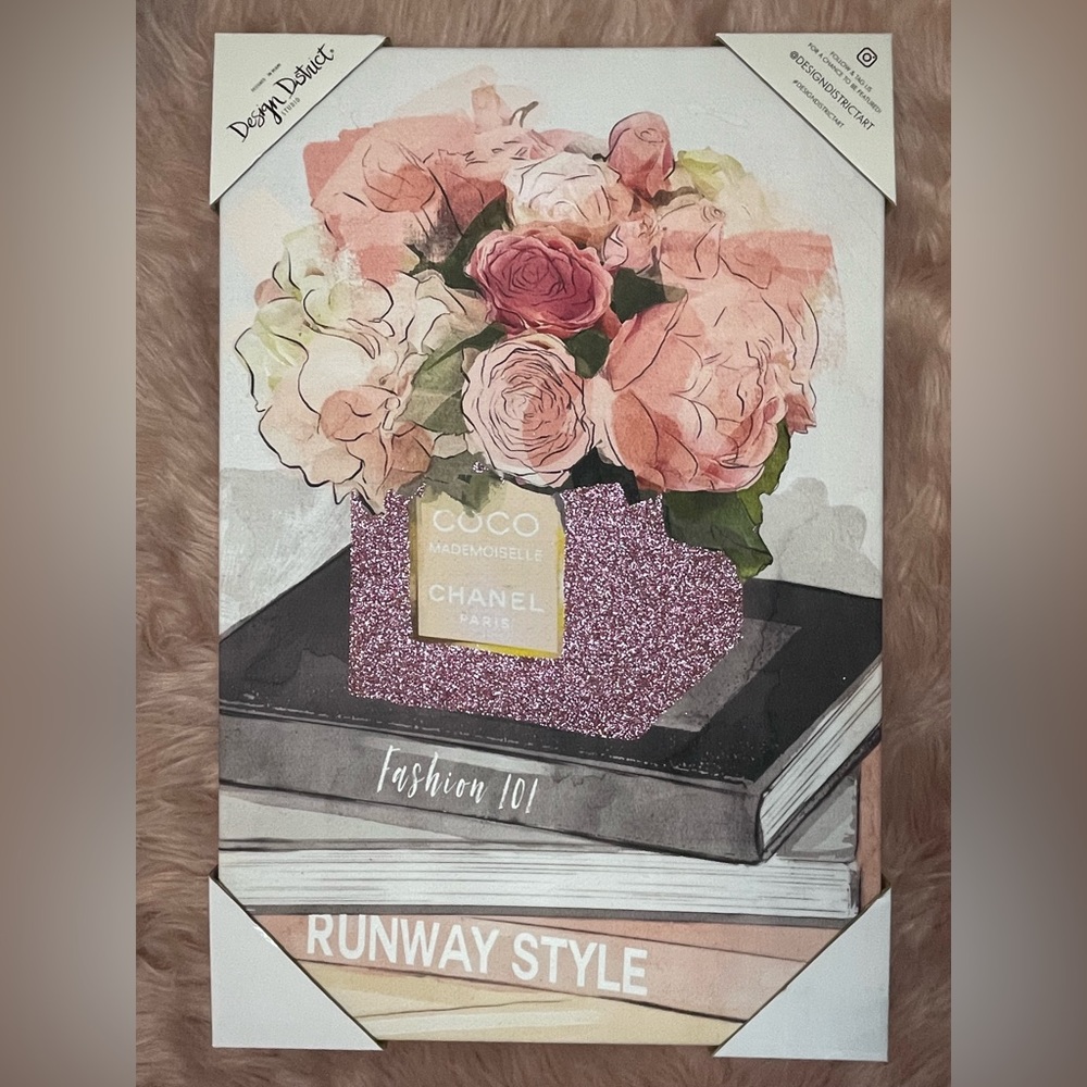 NWT Chanel Perfume Floral Decor Wall Art